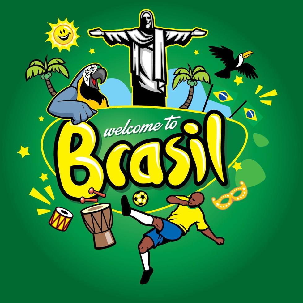 hälsning serier Välkommen till brasil vektor