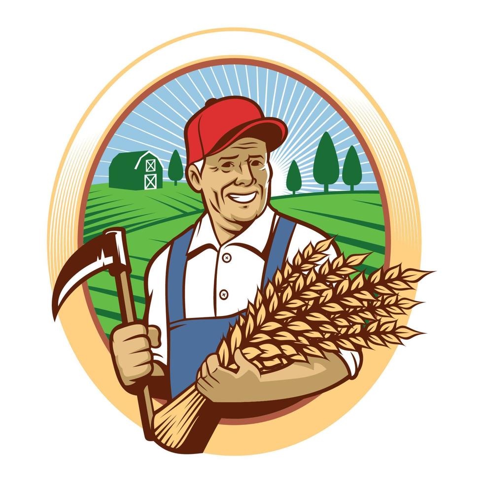 Farmer Ernte das Weizen vektor