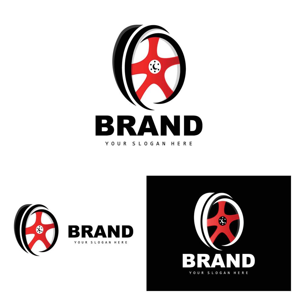 Reifenrad-Logo, Autoteile-Vektor, Wartungswerkstatt-Design, Garage, Automobil, Fahrzeug, modernes einfaches Rad-Symbol vektor