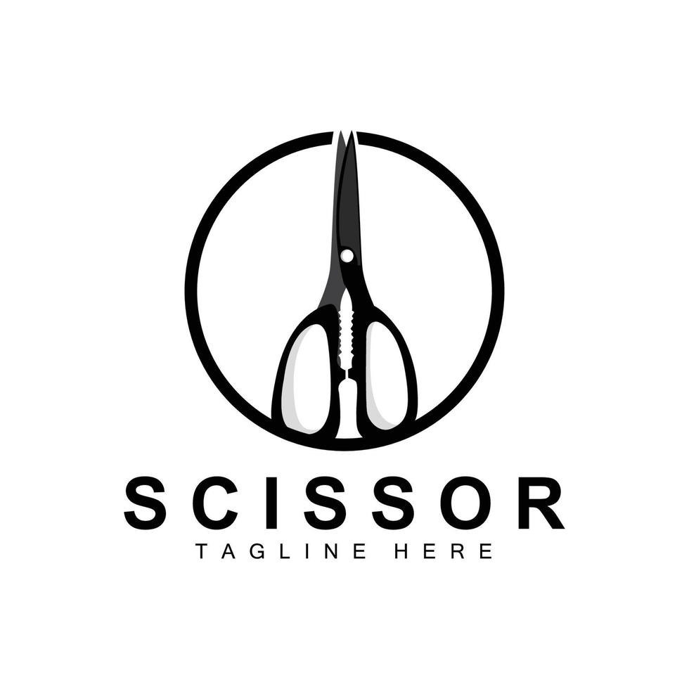 sax logotyp design, frisör rakapparat vektor, babyshop sax varumärke illustration vektor