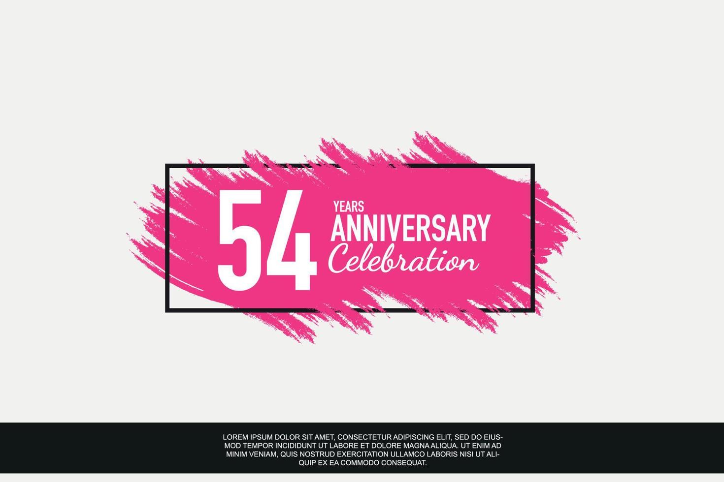 54 Jahr Jahrestag Feier Vektor Rosa Design im schwarz Rahmen auf Weiß Hintergrund abstrakt Illustration Logo