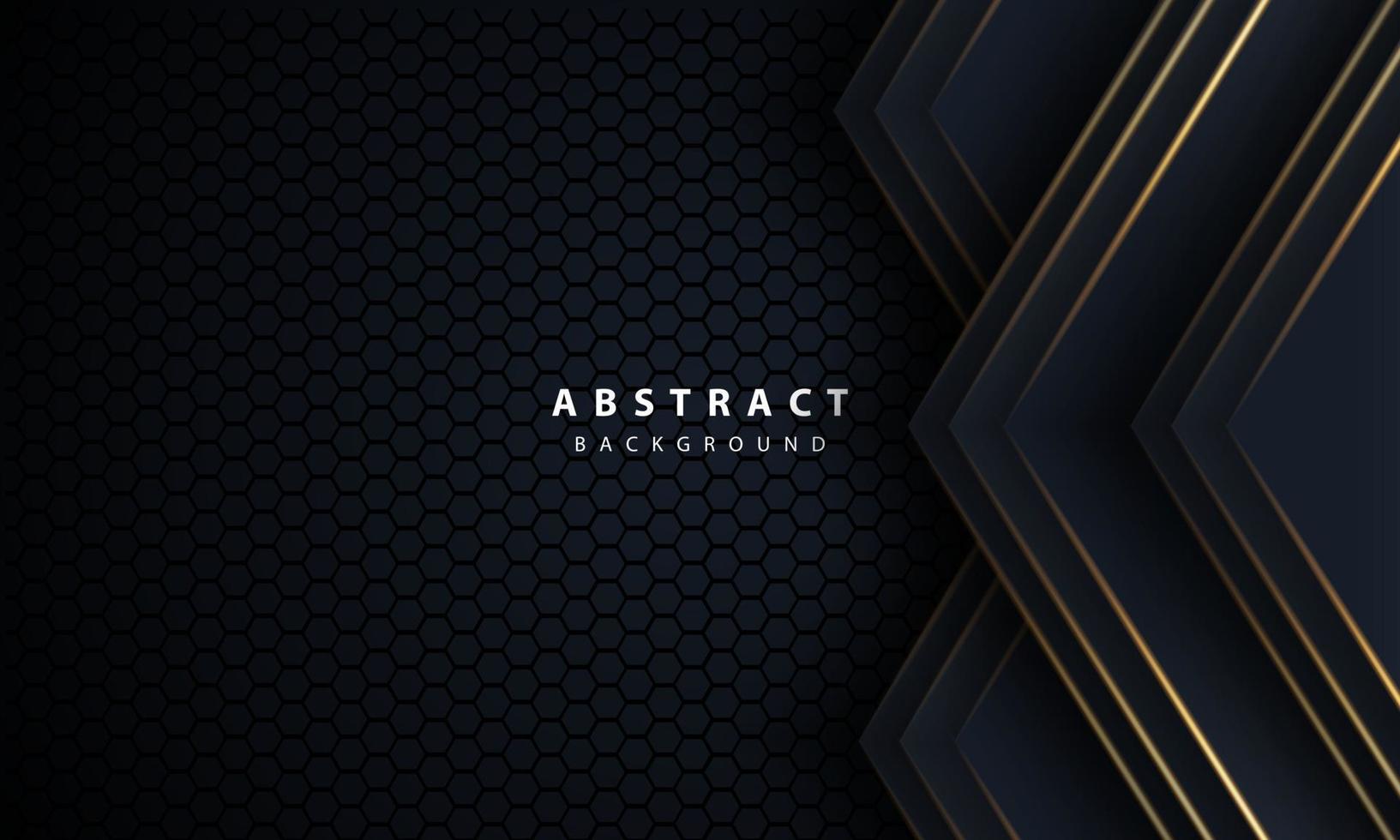 abstrakt guldlinje pil på svart med hexagon mesh design modern lyx futuristisk teknik bakgrund vektorillustration. vektor