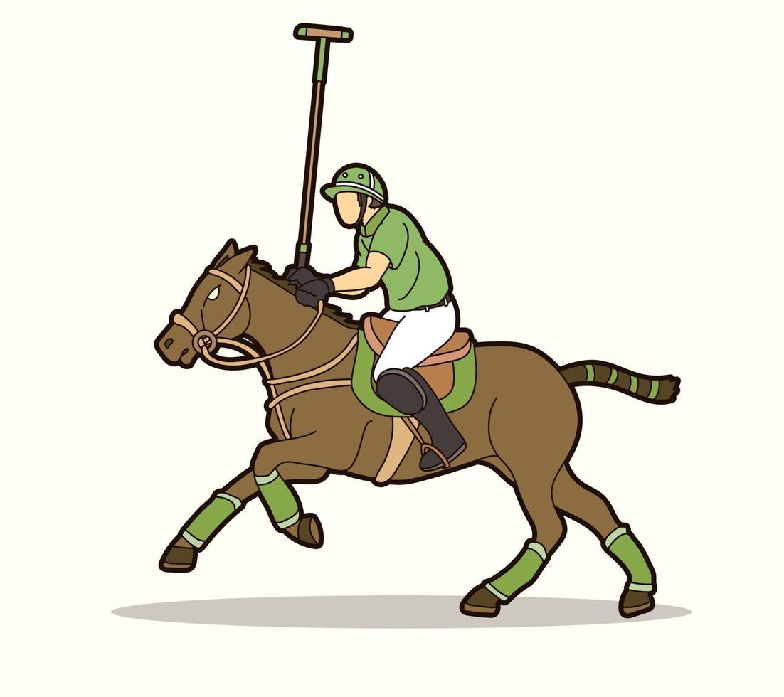 polo häst och spelare sport action pose vektor