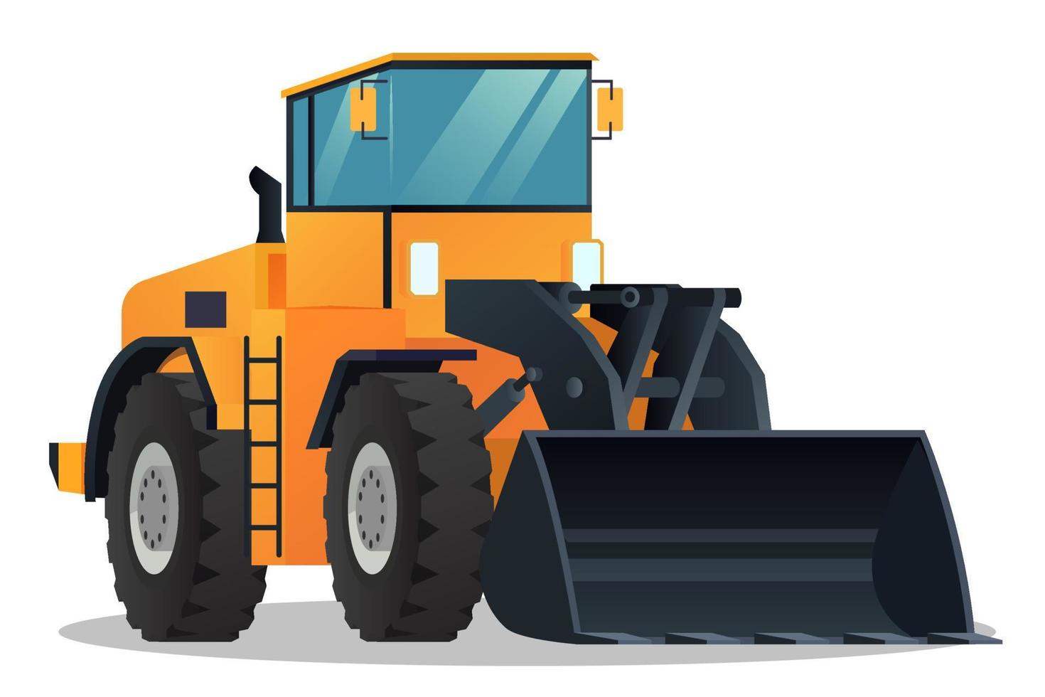 tecknad serie hjul lastare eller bulldozer isolerat illustration vektor