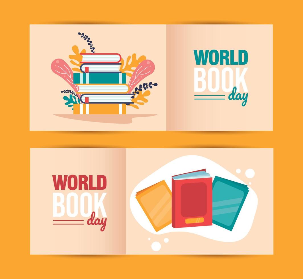 Welt Buch Tag - - einstellen von Banner Illustration vektor