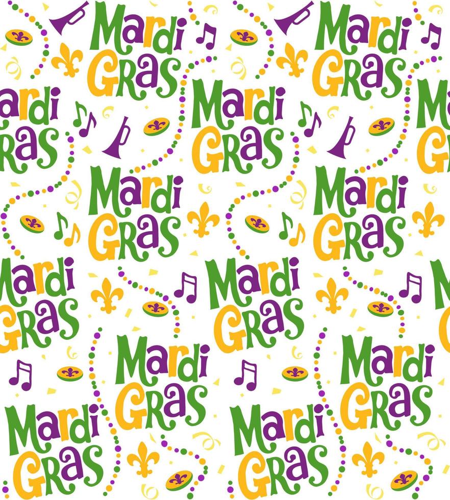 nahtlos Muster von Karneval gras mit fleur de lis und Perlen- Karneval gras Hintergrund Vektor Illustration