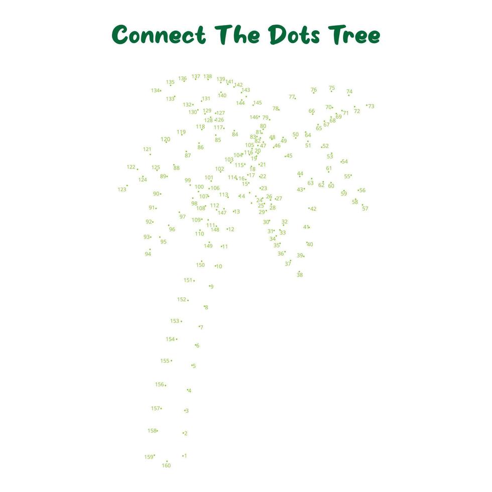 verbinden das Punkte und zeichnen Baum Färbung Buchseite, lehrreich Spiel zum Kinder. Linie Zeichnung zum Kinder, vektor