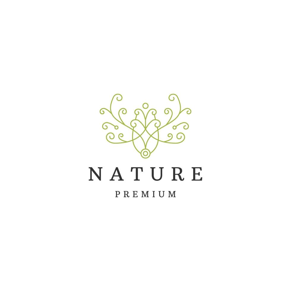 natur blomma linje logotyp design mall platt vektor