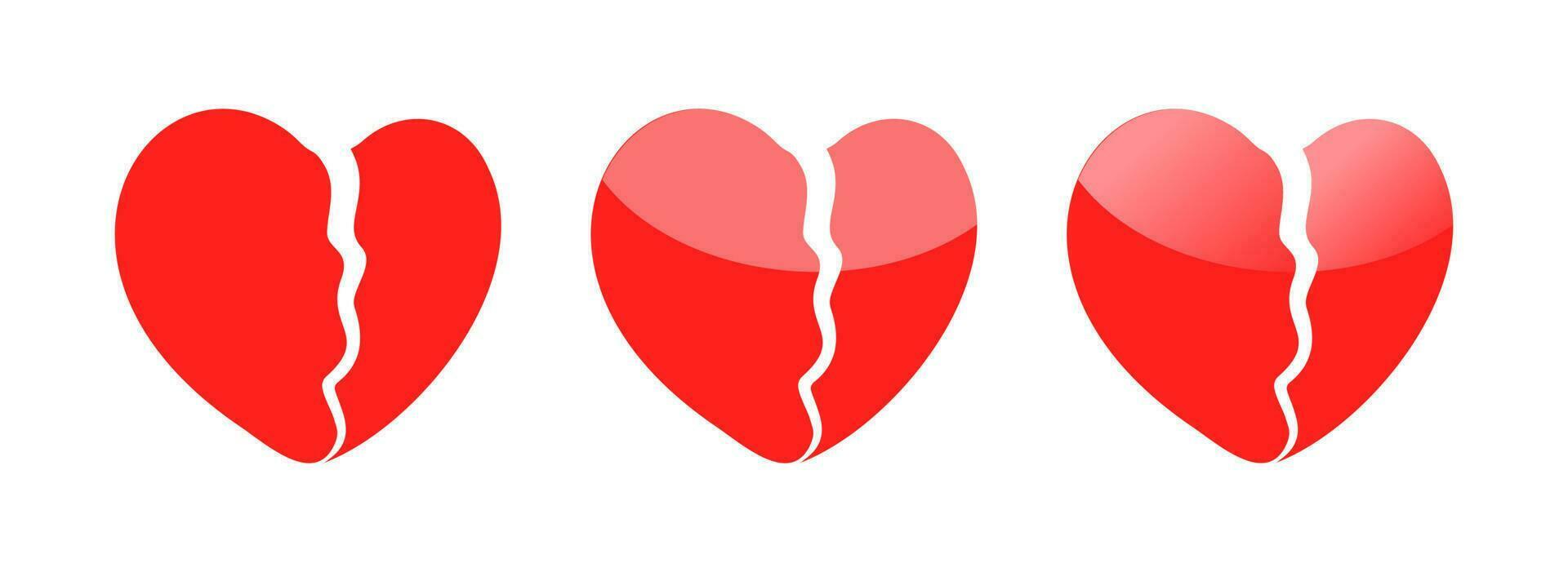 gebrochen Herz rot Stile Vektor Symbol Illustration