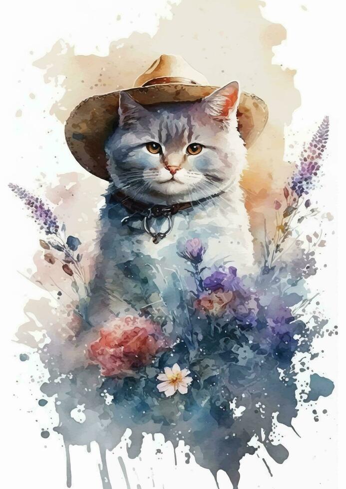 süß Katze Aquarell Porträt von Angora Rasse vektor