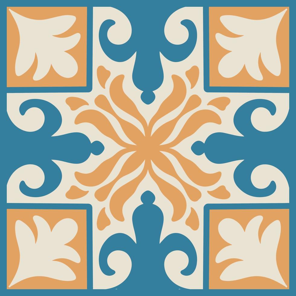 marokkanisch Mosaik Fliese mit bunt Patchwork. Jahrgang Portugal Azulejo, Mexikaner Talavera, Italienisch Majolika Ornament, Arabeske Motiv oder Spanisch Keramik Mosaik vektor