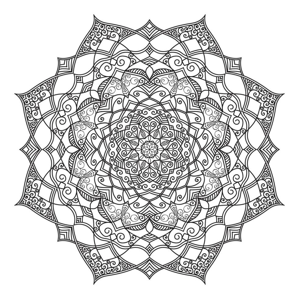 Hand gezeichnet kreisförmig Blumen- Mandala Muster zum Henna, mehndi, Tätowierung, Dekoration. dekorativ Ornament im ethnisch orientalisch Stil. Gliederung Gekritzel Hand zeichnen Vektor Anti-Stress