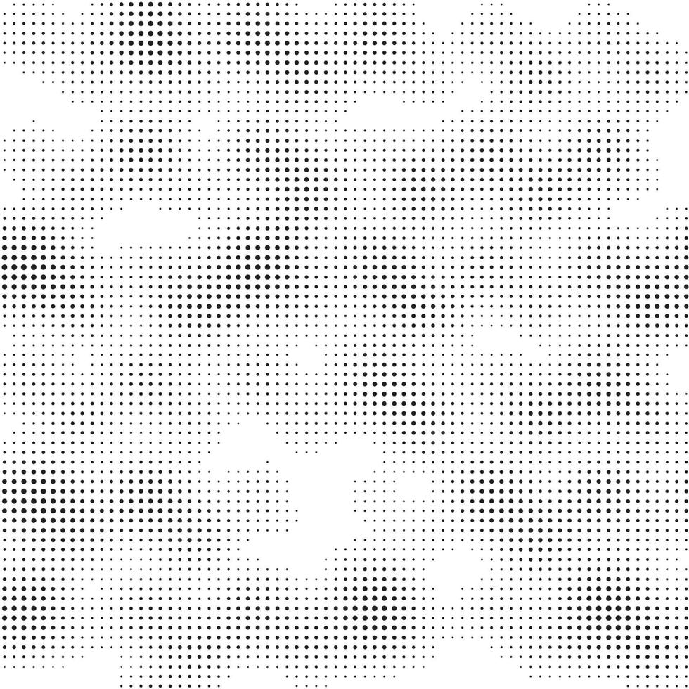 schwarz und Weiß Grunge Halbton Punkte. gepunktet Textur. Halbton Punkte Hintergrund. abstrakt geometrisch Karte von runden shape.screen drucken. vektor