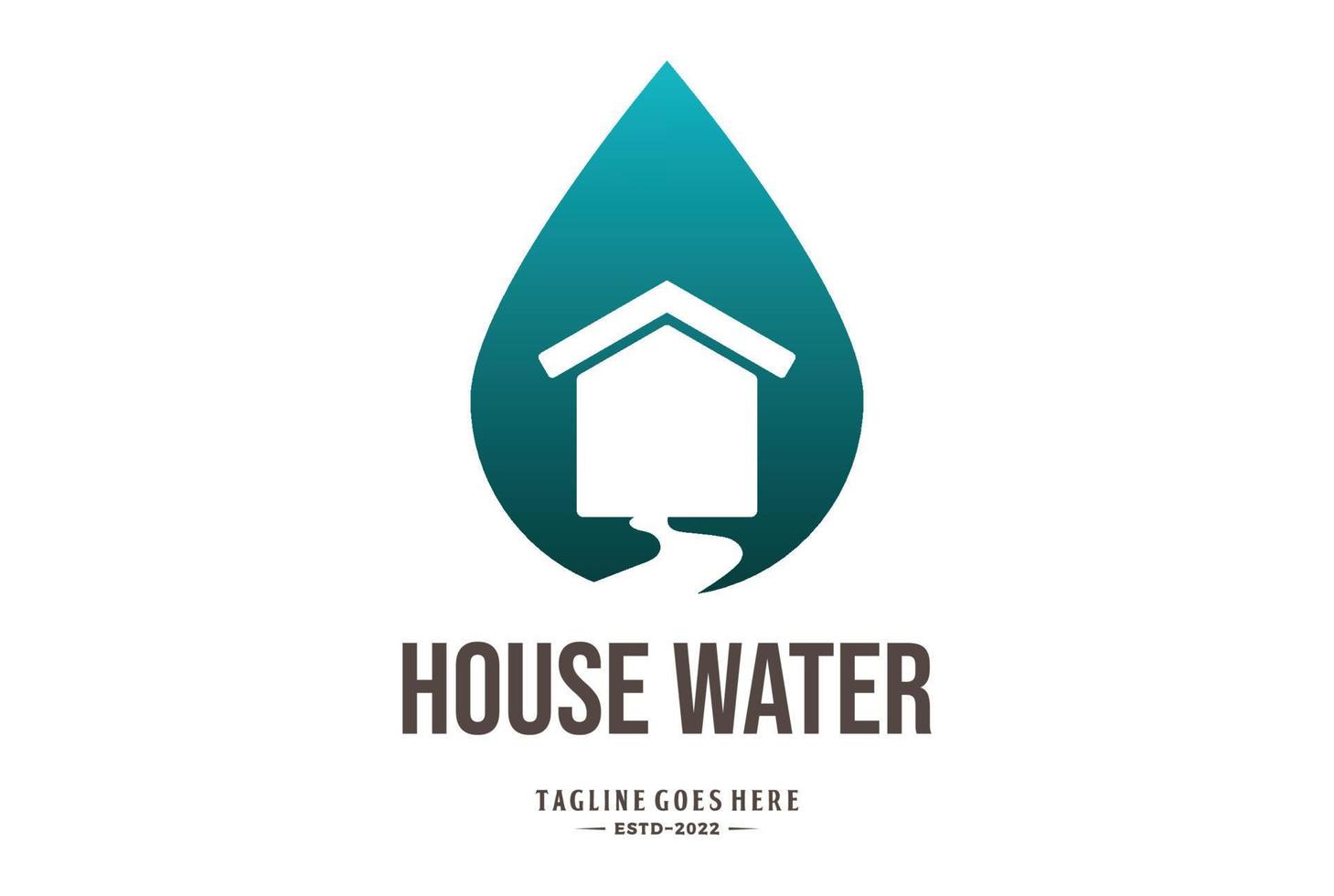 einfach Wasser fallen Haus Fluss Bach Frühling Logo Design vektor