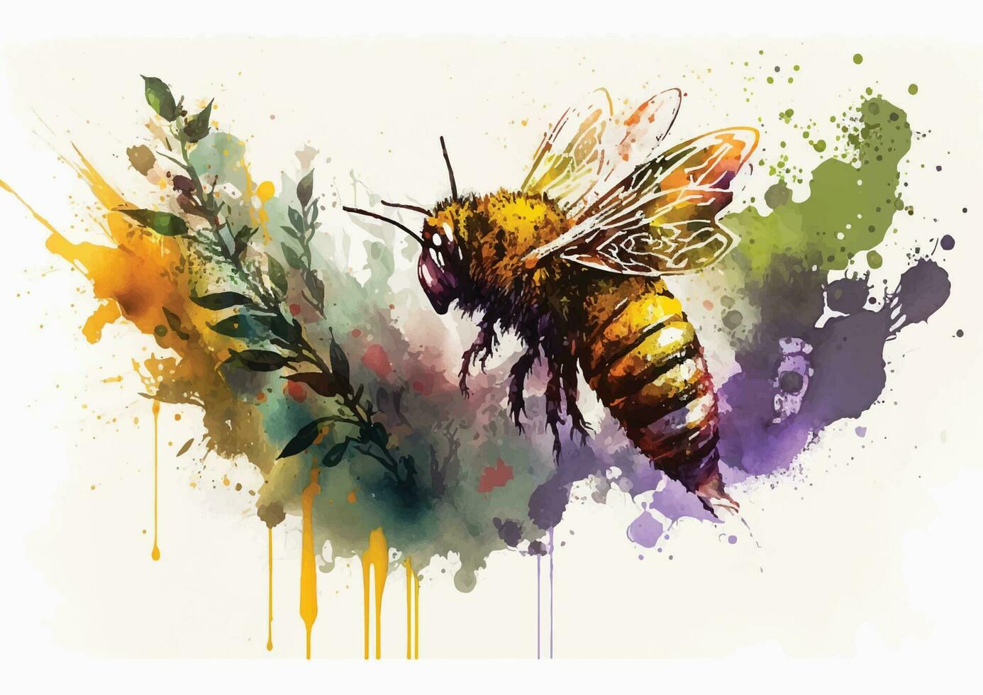 Lägg till en surr av Färg till din liv med vattenfärg vektor mönster av bin