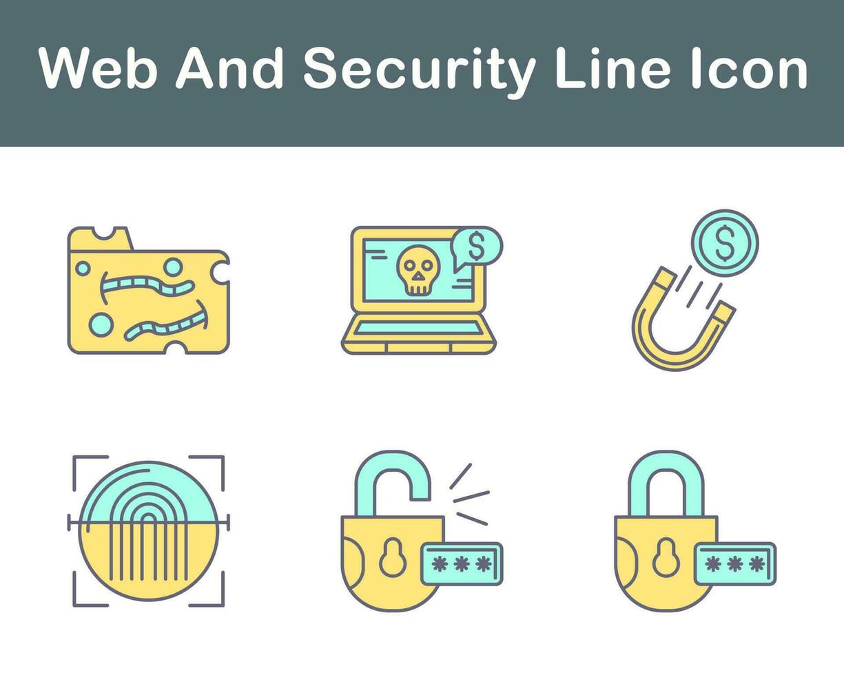 webb och säkerhet vektor ikon uppsättning