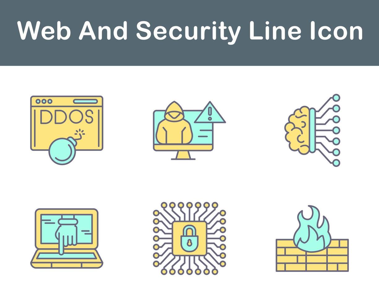 webb och säkerhet vektor ikon uppsättning