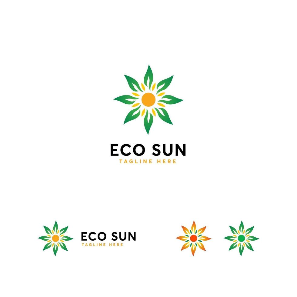 eco sun logo design koncept vektor, leaf och sun logo vektor