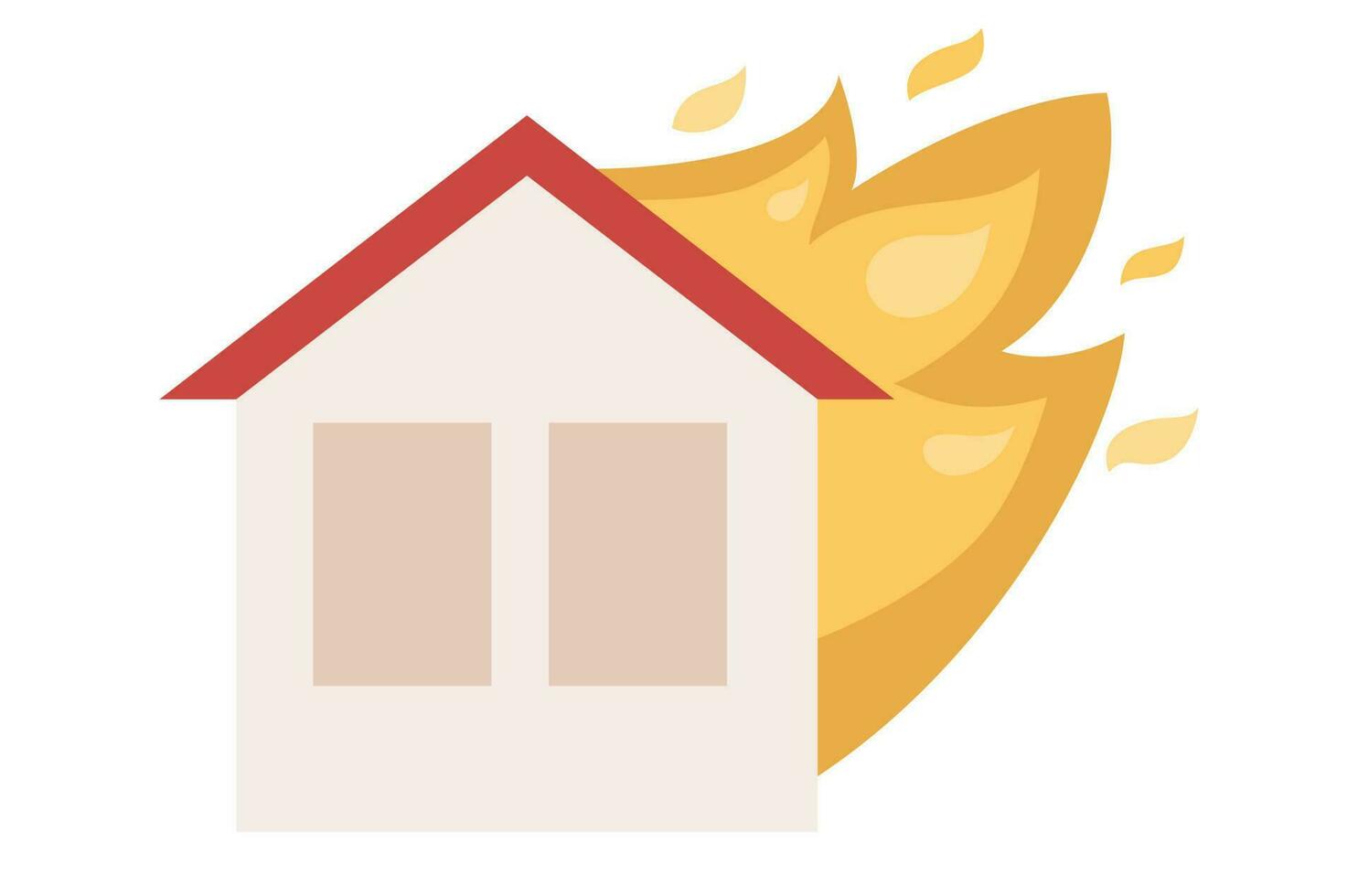 Haus auf Feuer Symbol. Verbrennung heim. Feuer Versicherung Konzept. Vektor eben Illustration