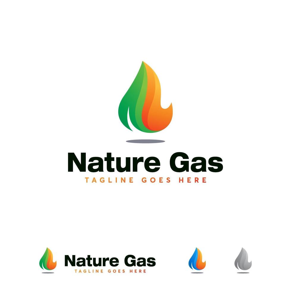 Naturgas Logo Designs Konzept Vektor, Blatt und Feuer Logo Konzept Designs vektor