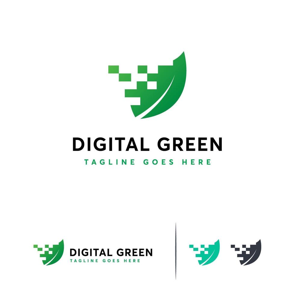 digitale grüne Logoentwürfe, Naturtechnologielogosymbol vektor