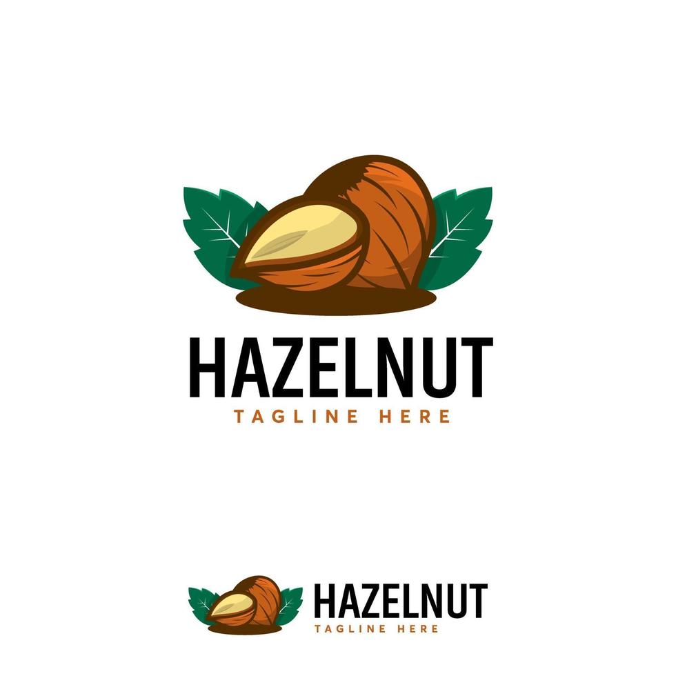 detaljerad hasselnöt logo design vektor, illustration av hasselnöt frukt mall vektor