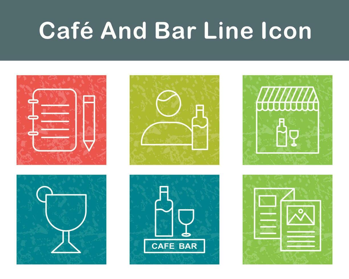 Cafe und Bar Vektor Symbol einstellen