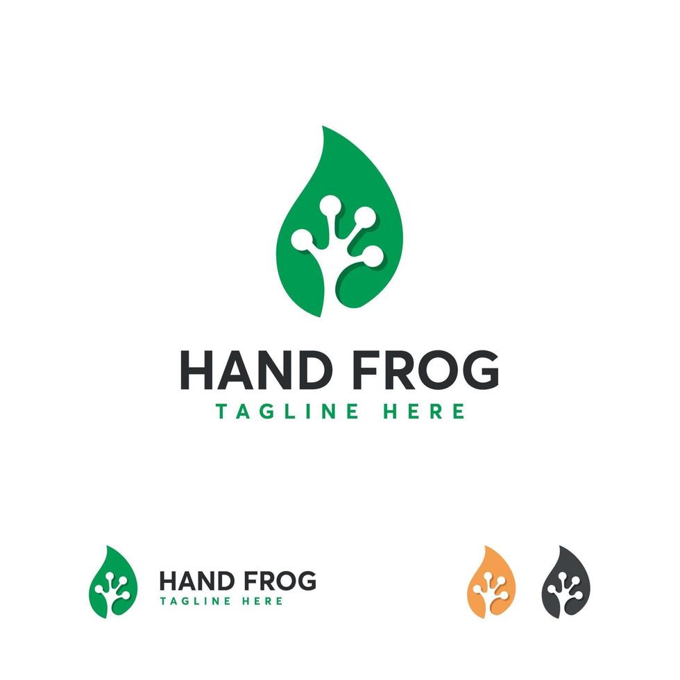 Naturfrosch Hand Logo Designs Konzept Vektor, Amphibi Logo Designs Konzeptvorlage vektor