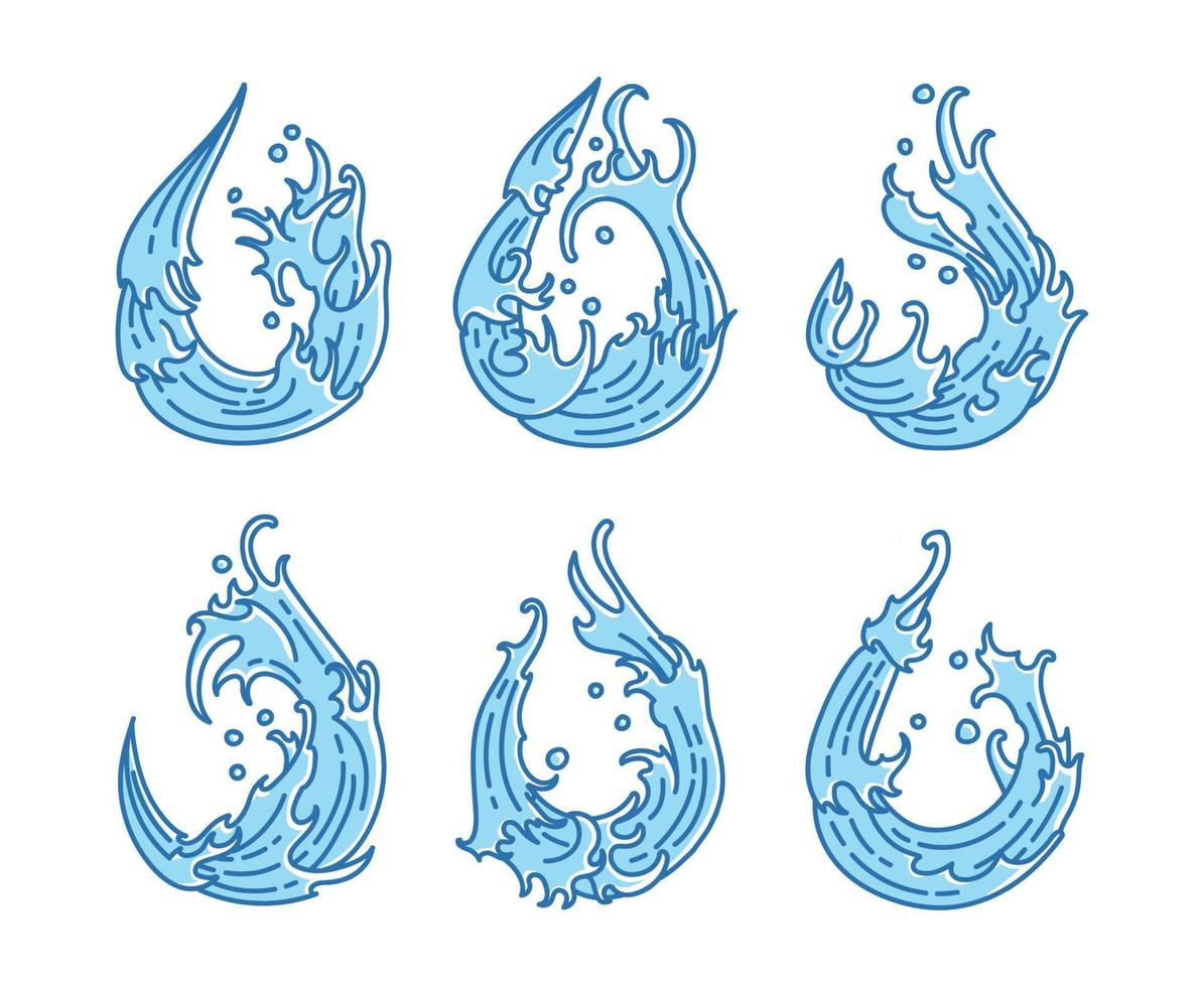 japanska vatten element vektor uppsättning