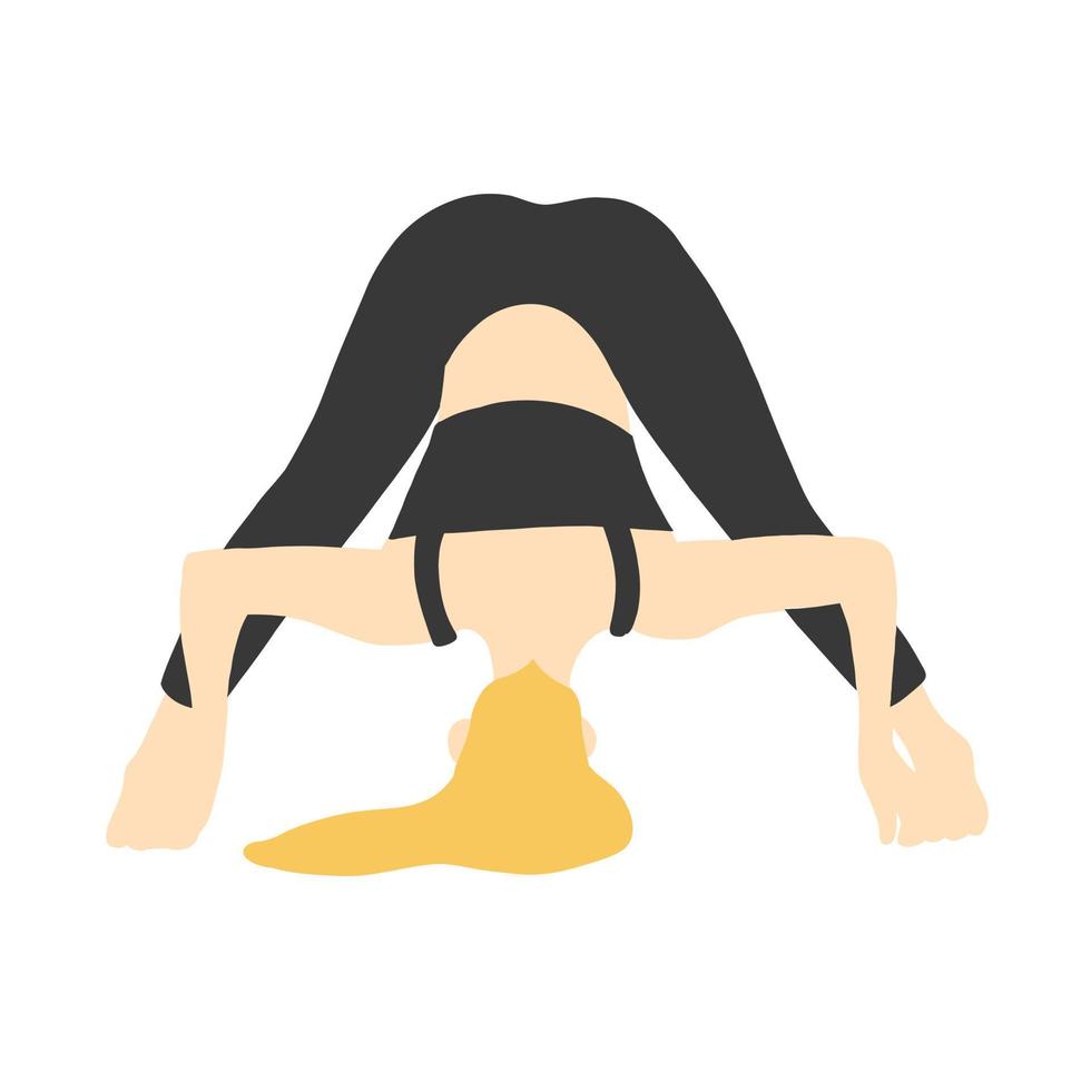 Yoga Pose. blond europäisch weiblich Frau Mädchen. Vektor Illustration im Karikatur eben Stil isoliert auf Weiß Hintergrund.