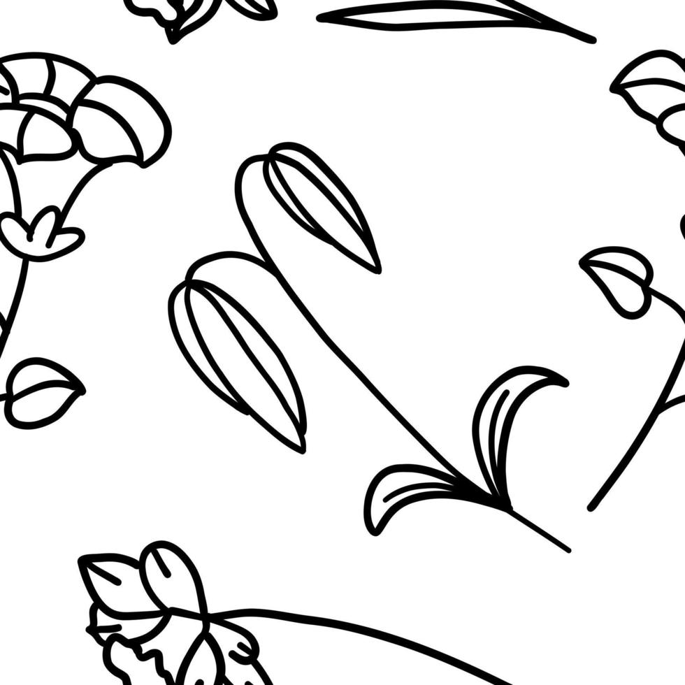 sömlös mönster med blommor i översikt klotter stil på en vit bakgrund. skiss för färg. vektor