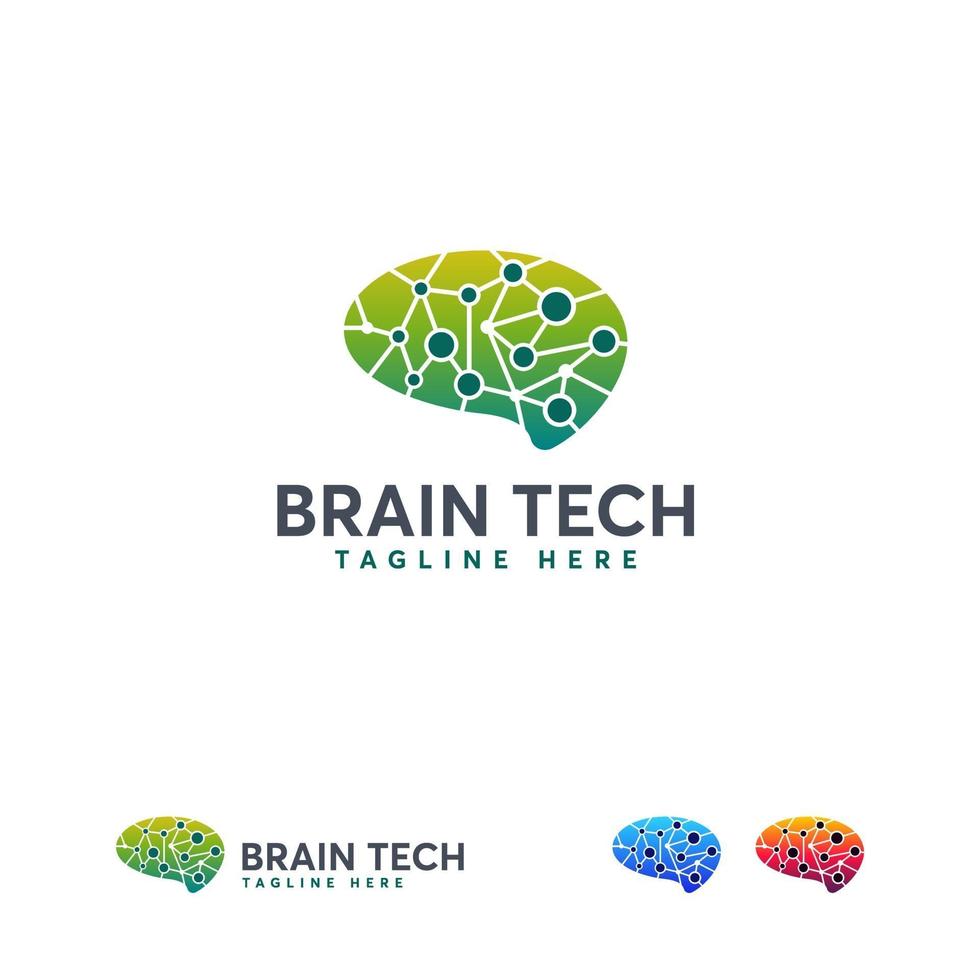 Gehirn Tech Logo, Pixel Gehirn Logo Designs Konzept Vektor, Roboter Gehirn Logo Vorlage vektor