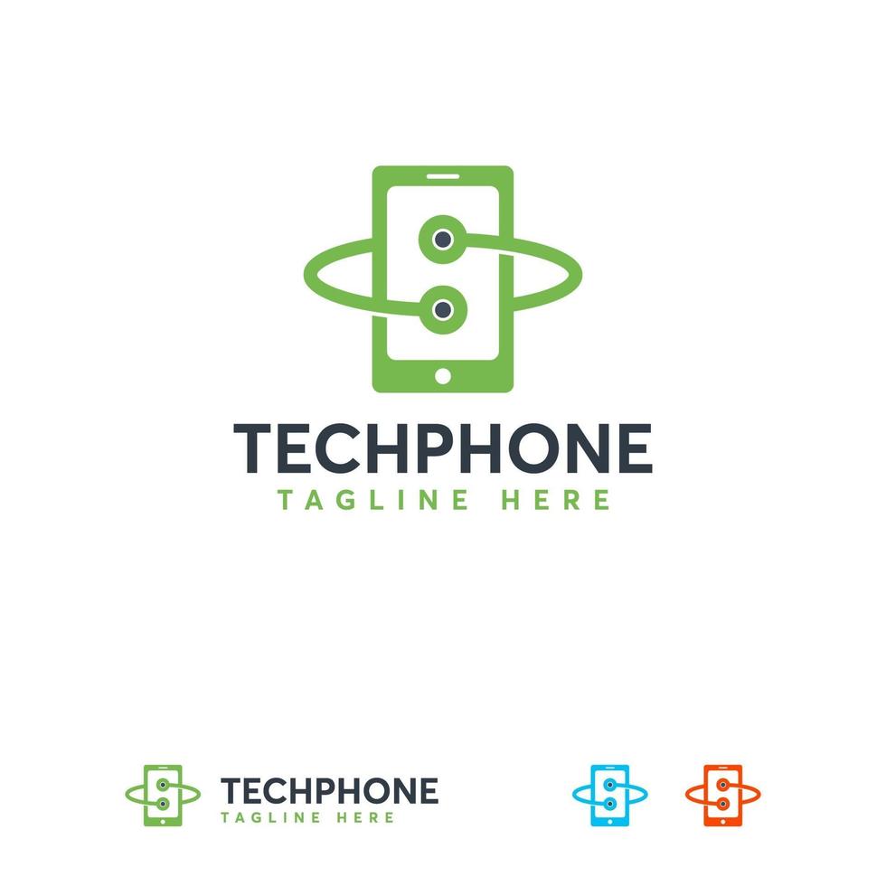 tech telefon logotyp design koncept, telefon tech logotyp symbol vektor