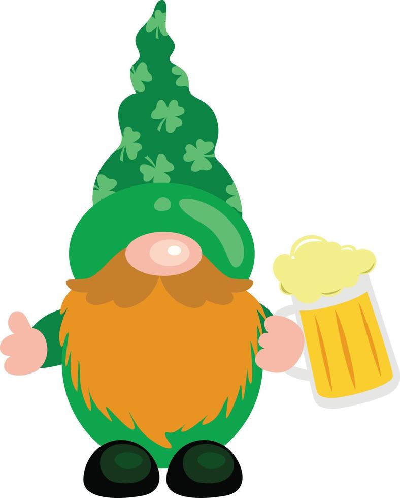 st patricks dag gnome innehav en öl råna vektor