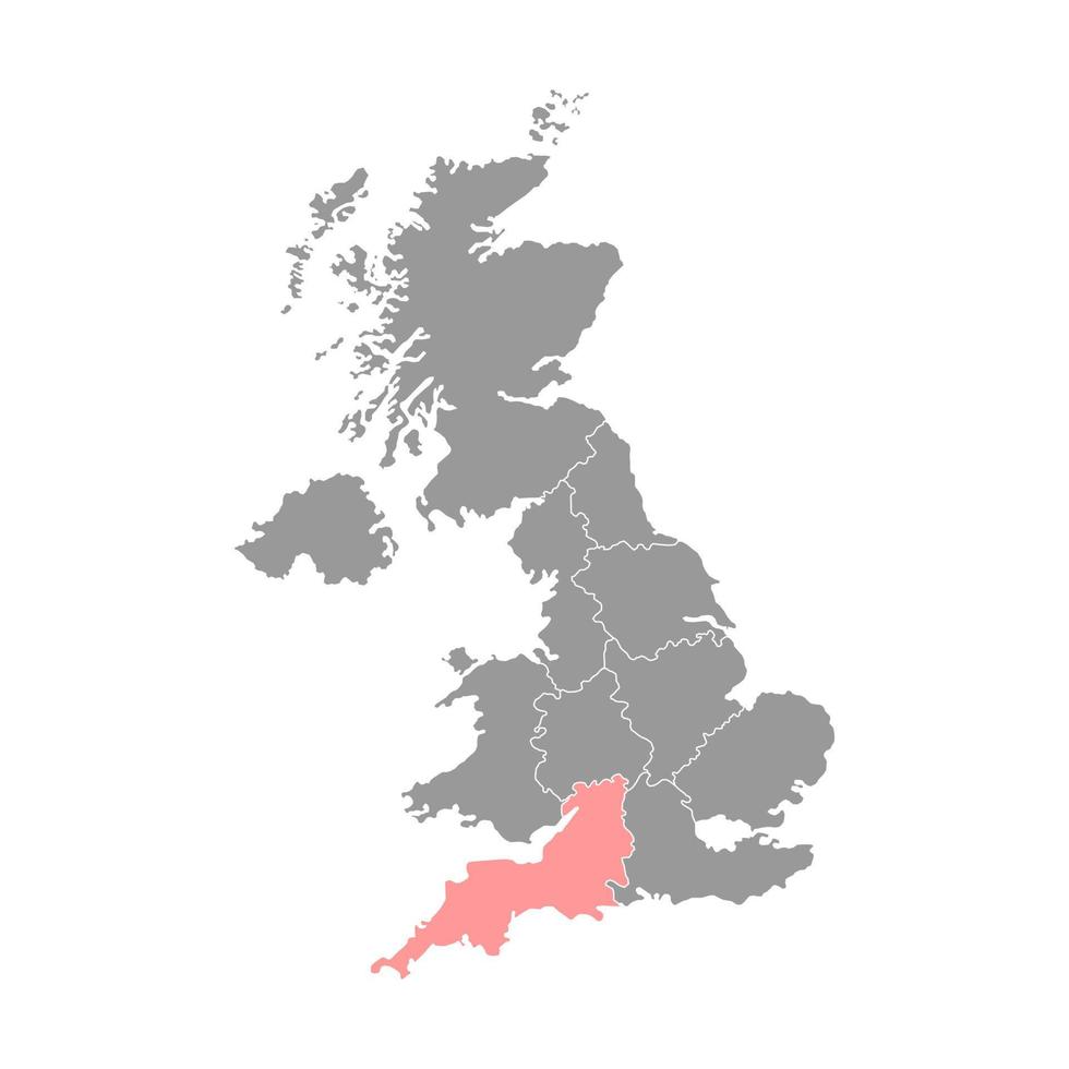 südwestengland, uk-regionskarte. Vektor-Illustration. vektor