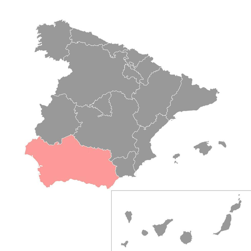 andalusien Karta, Spanien område. vektor illustration.