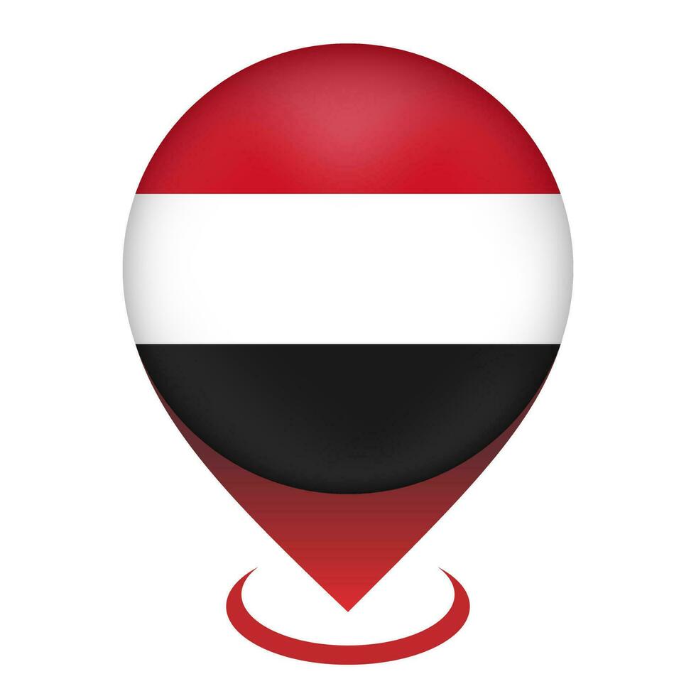 kartpekare med landets yemen. jemens flagga. vektor illustration.