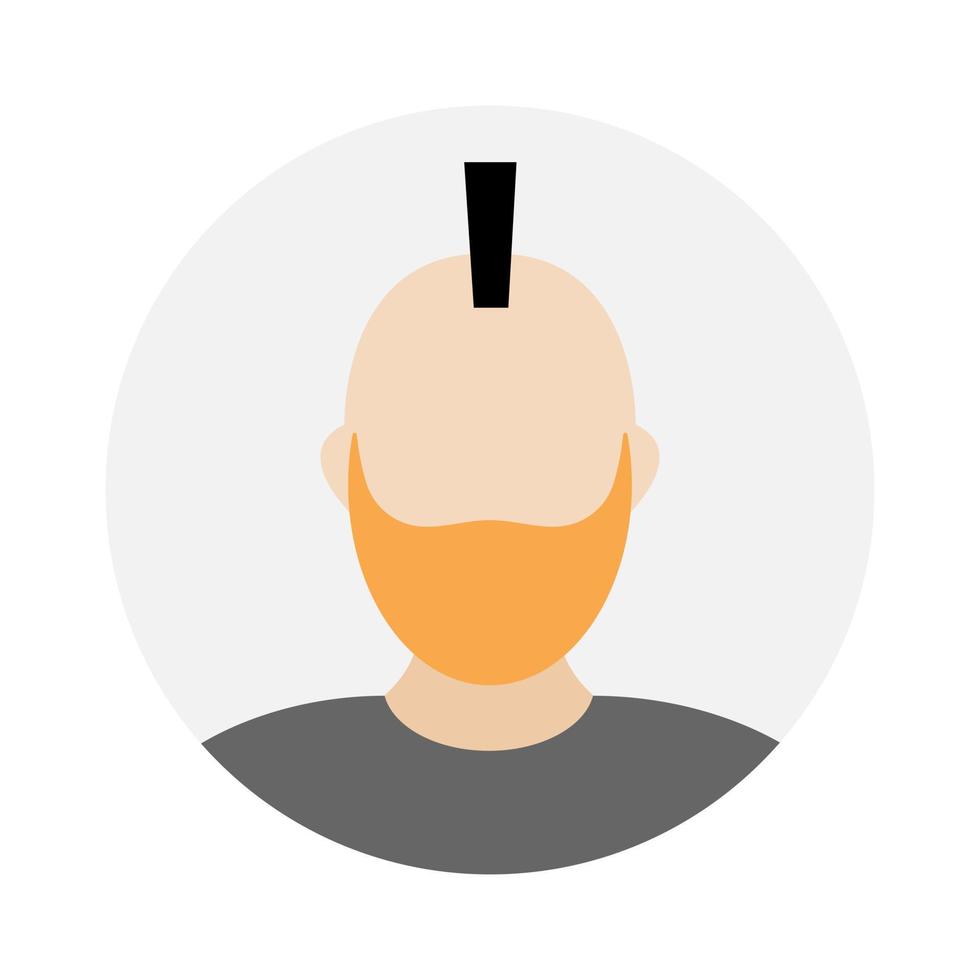 tömma ansikte ikon avatar med iroquois och skägg. vektor illustration.