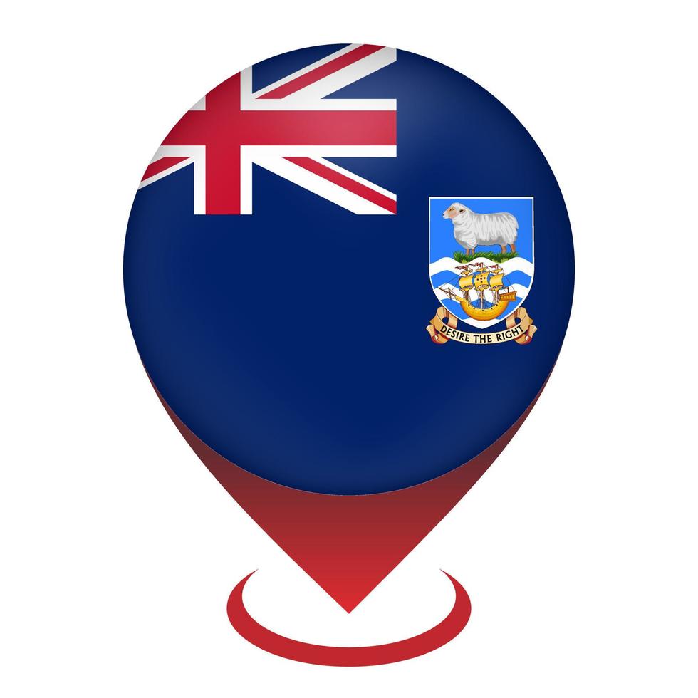 kartpekare med land Falklandsöarna. Saint Helena, Falklandsöarnas flagga. vektor illustration.