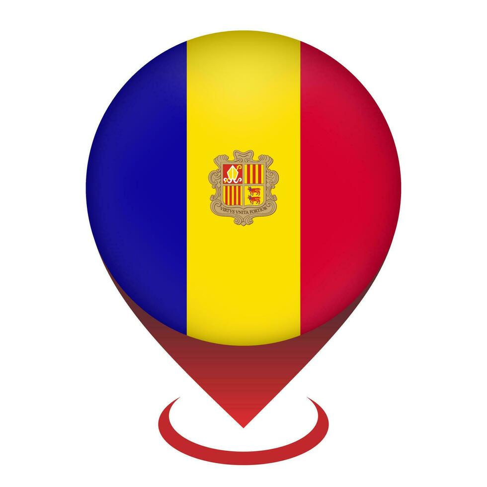 Kartenzeiger mit Land Andorra. Andorra-Flagge. Vektor-Illustration. vektor
