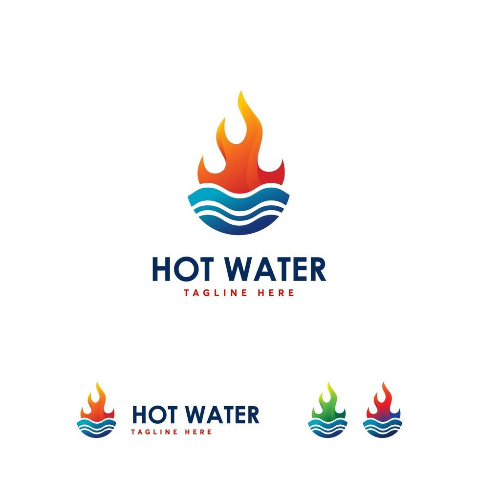 Heißwasser-Logo entwirft Vektor-, Feuer- und Wasserlogoschablone vektor