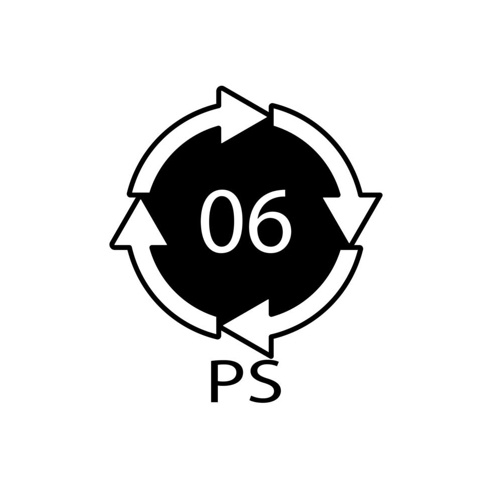 ps 06 Recycling-Code-Symbol. Kunststoff-Recycling-Vektor-Polystyrol-Zeichen. vektor