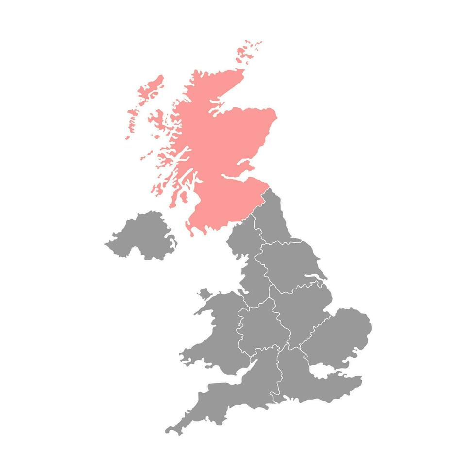 Skottland, Storbritannien område Karta. vektor illustration.