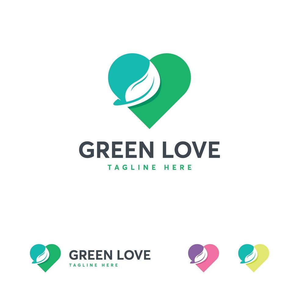 grüne Liebe Logo Designs Konzept Vektor, grüne Liebe Logo Vorlage vektor