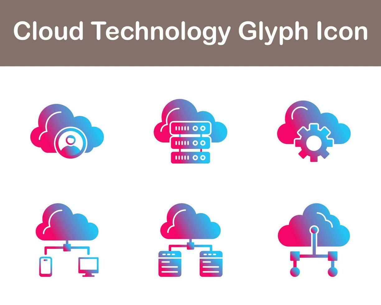moln teknologi vektor ikon uppsättning