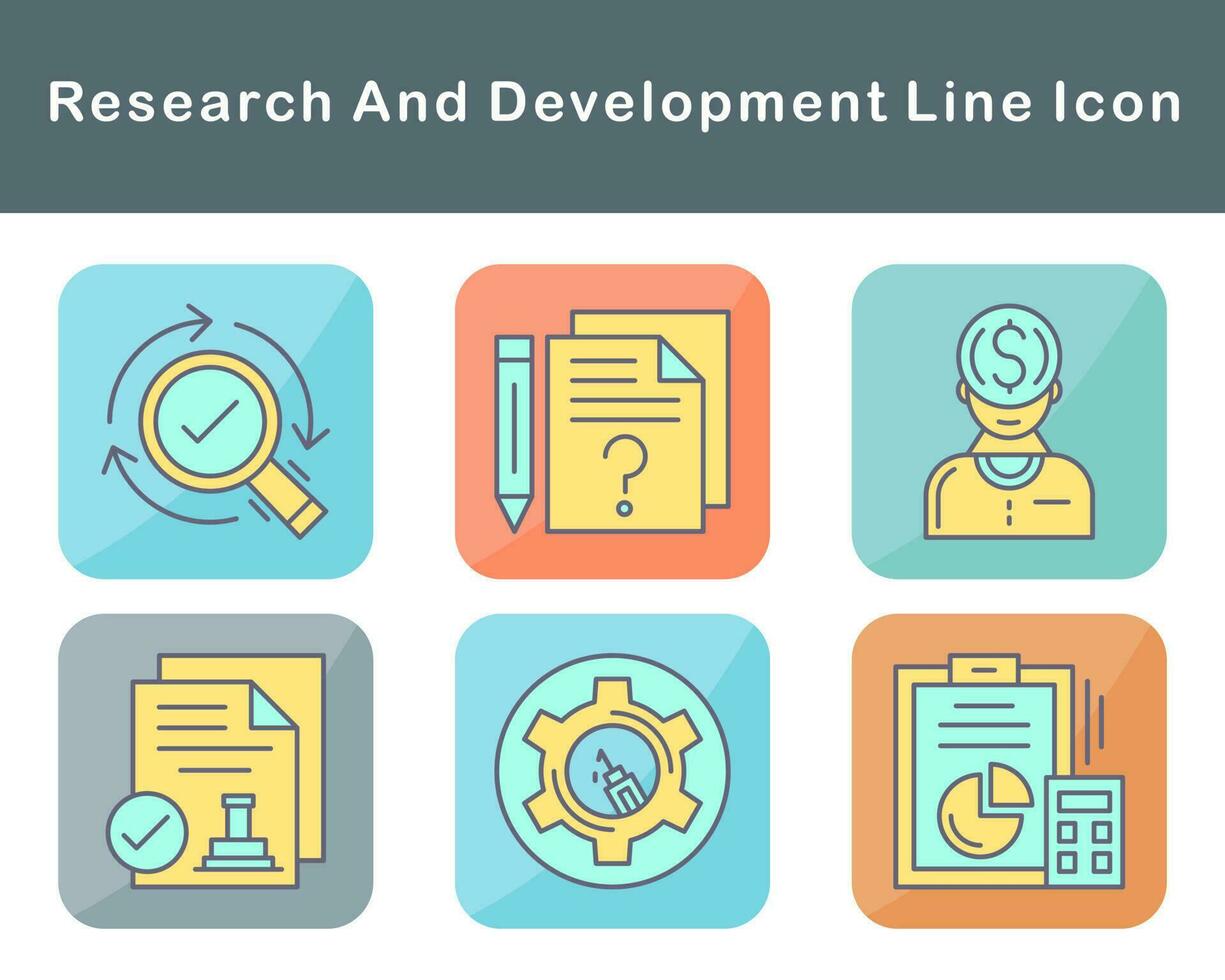 forskning och utveckling vektor ikon uppsättning