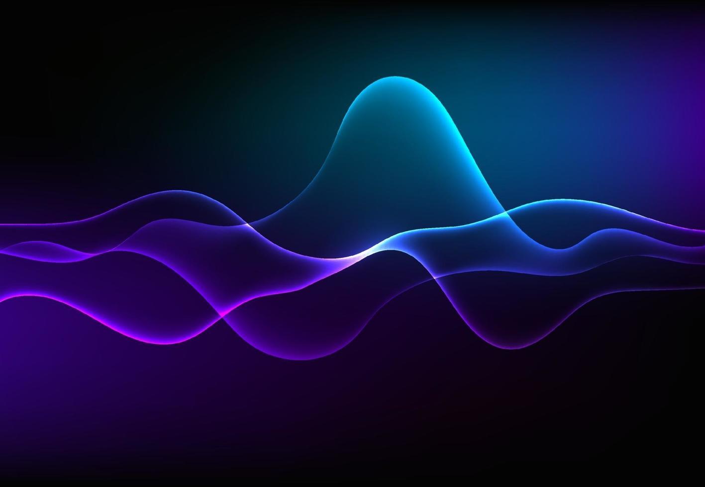 modernt talande ljudvågor oscillerande mörkblått ljus, abstrakt teknikbakgrund. vektor illustration