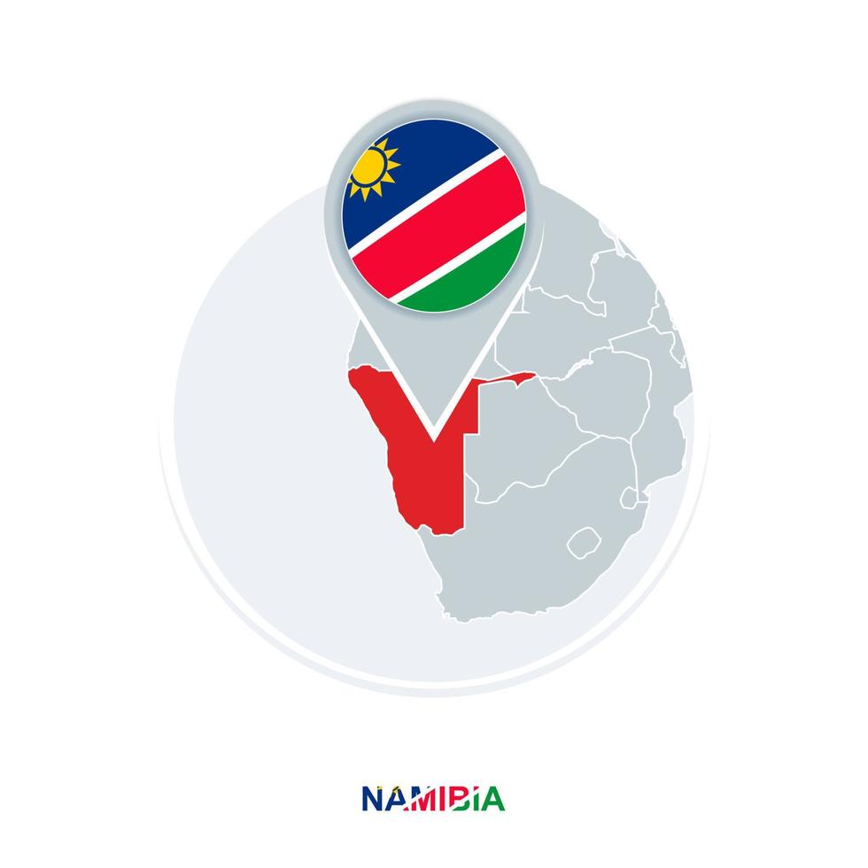 Namibia Karte und Flagge, Vektor Karte Symbol mit hervorgehoben Namibia