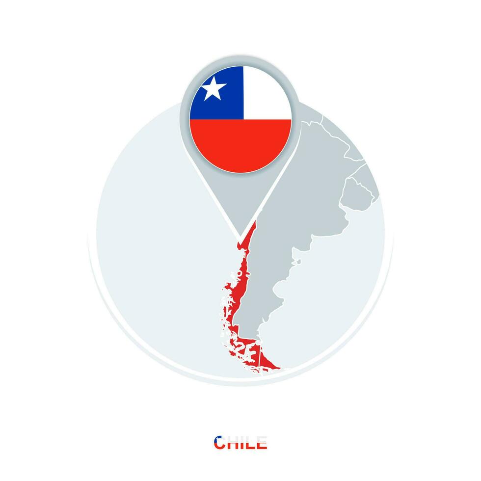 Chile Karte und Flagge, Vektor Karte Symbol mit hervorgehoben Chile