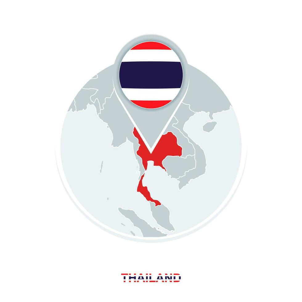 thailand Karta och flagga, vektor Karta ikon med markerad thailand